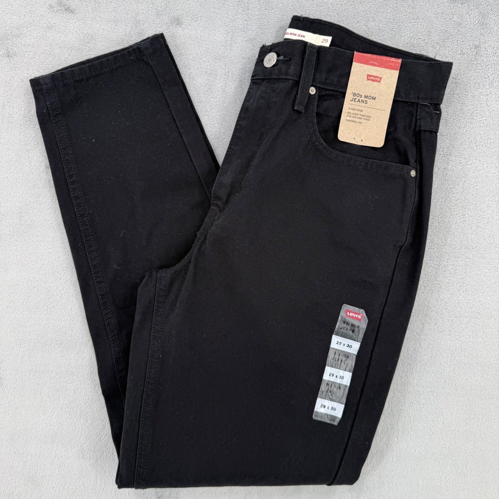 Levis 80s Mom Jeans Womens 29x30 Black High Rise Tapered Leg Curve Retro